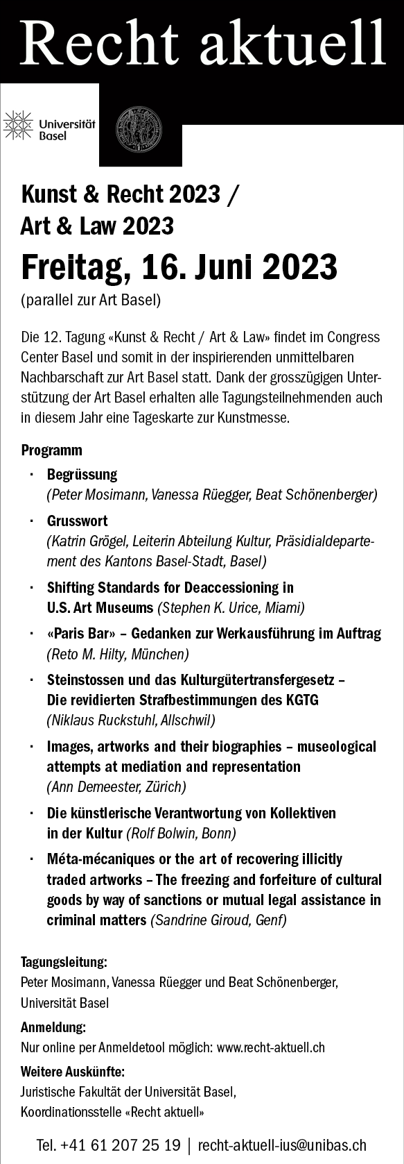Kunst und Recht 2023 / Art and Law 2023